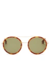 Gucci Round Acetate-trim Metal Sunglasses, Light Tortoiseshell In Endura Gold/orange Gradient