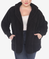 White Mark Plus Size Hooded Sherpa Jacket In Black