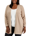 KAREN SCOTT PLUS SIZE TEXTURED-KNIT OPEN-FRONT CARDIGAN, CREATED FOR MACY'S
