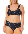 California Waves Salt Cove Plus Size Over The Shoulder Butterfly Bikini Top Bikini Bottoms In Fly Away Black Multi