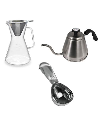 London Sip Pour Over Coffee Set, 3 Piece In Silver-tone