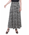 Ny Collection Petite Maxi A-line Skirt With Front Faux Belt With Ring Detail In Black Ivory Chervon