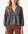 LUCKY BRAND WOMEN'S PRINTED BABYDOLL TOP