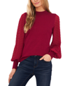 Cece Sweet Tie Mix Media Cotton Blend Sweater In Deep Merlot