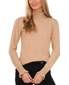 Cece Ruffle Mock Neck Sweater In Latte Heather
