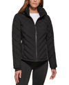 Calvin Klein Womens Side-panel Hooded Packable Puffer Coat, Created For Macys In Black