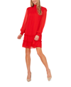 Cece Mock Neck Long Sleeve Fit & Flare Sweater Dress In Fireball
