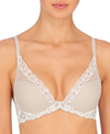 Natori Feathers Lace Plunge Nursing T-shirt Bra In Marble/mascarpone