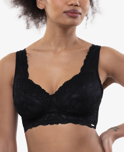 Dorina Rain nylon blend non padded bralette with V wire front detail in  black - BLACK