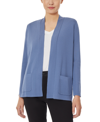 Jones New York Womens Knit Open Front Cardigan Sweater In Mineral Blue Combo
