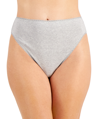Charter Club Everyday Cotton High-cut Brief Underwear, Created For Macy's In Heather Storm