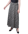 Ny Collection Petite Maxi A-line Skirt With Front Faux Belt With Ring Detail In Jet Mixedshade