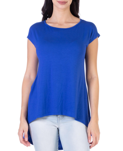 24seven Comfort Apparel Scoop Neck High Low T-shirt In Blue