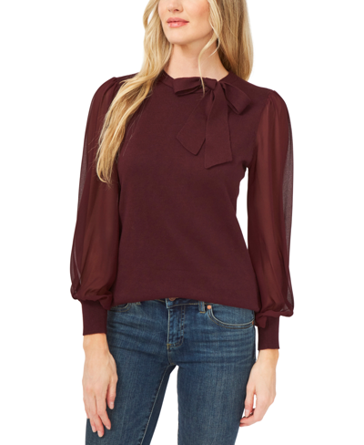 CECE CECE BALLOON SLEEVE BOW SWEATER 