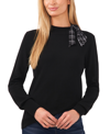 CECE WOMEN'S MOCK NECK SWEATER WITH PRINTED TIE NECK