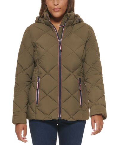 Tommy Hilfiger Women's Quilted Hooded Packable Puffer Coat In Juniper