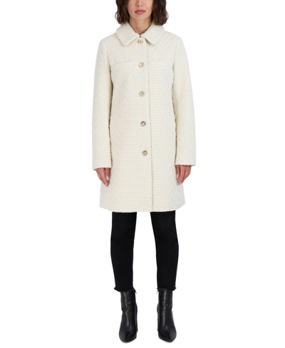 Laundry By Shelli Segal Chunky Knit Reefer Coat In Cream