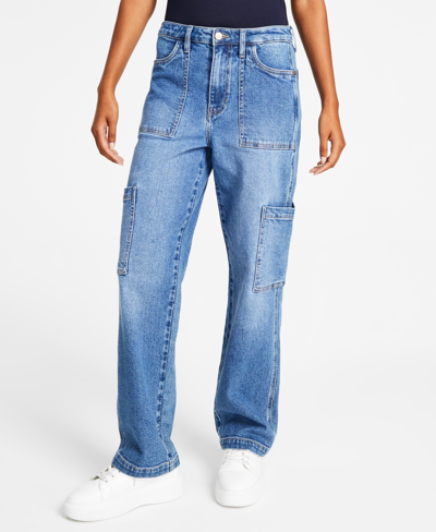 And Now This Women's High Rise Utility Denim Jeans, Regular & Petites In Medium Wash