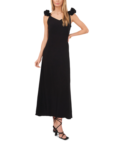 Vince Camuto Women's Rouched-sleeve Callus Maxi Dress In Rich Black