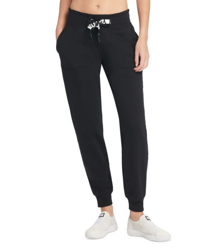 Dkny Sport Women's Logo-drawstring Fleece Jogger Sweatpants In Black