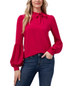 CECE WOMEN'S SOLID LONG SLEEVE TIE-NECK PUFF-SLEEVE BLOUSE