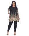 White Mark Plus Size Dulce Tunic Top In Black Beige