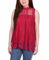 Ny Collection Plus Size Sleeveless Mock Neck Lace Top In Red
