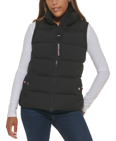 Tommy Hilfiger Women's Quilted Zip Front Vest In Black