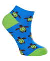 Love Sock Company Women's Turtle W-cotton Novelty Crew Socks With Seamless Toe Design, Pack Of 1 In Blue