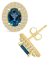 Macy's London Topaz (2 Ct. T.w.) And Diamond (1/2 Ct. T.w.) Halo Stud Earrings In 14k Yellow Gold In London Blue Topaz