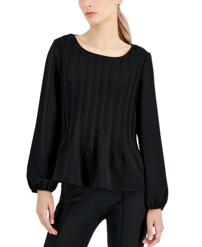 ALFANI WOMEN'S PLEATED PEPLUM BLOUSE, CREATED FOR MACY'S 