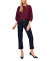 Vince Camuto Crinkled Puff Three-quarter Sleeve Top In Arresting Burgundy