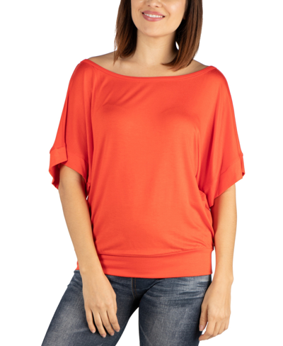 24seven Comfort Apparel Women's Loose Fit Dolman Top With Wide Sleeves In Carrot