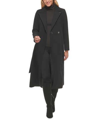Calvin Klein Women's Belted Wrap Coat In Black