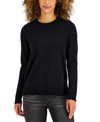 Style & Co Women's Long-sleeve Crewneck Sweater, Created For Macy's In Deep Black