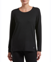 Hue Plus Size Solid Long Sleeve Lounge T-shirt In Black
