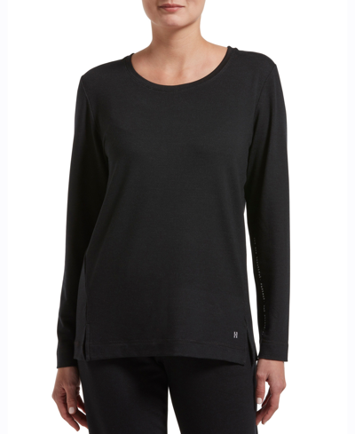 Hue Plus Size Solid Long Sleeve Lounge T-shirt In Black