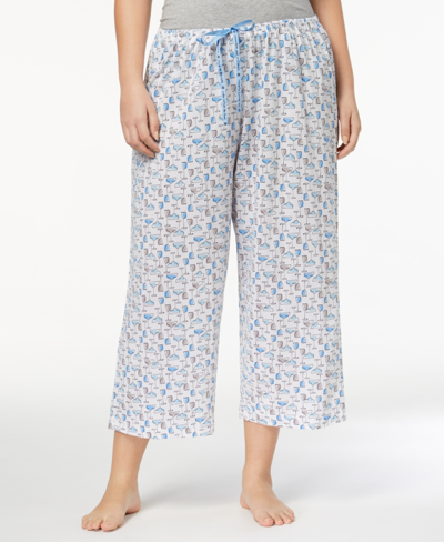 Hue Plus Size Printed Capri Pajama Pants In Margarita