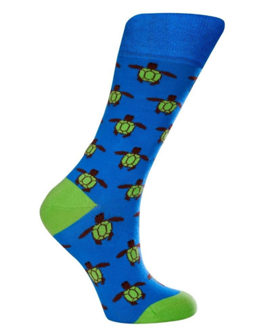 Love Sock Company Women's Turtle W-cotton Novelty Crew Socks With Seamless Toe Design, Pack Of 1 In Turquoise