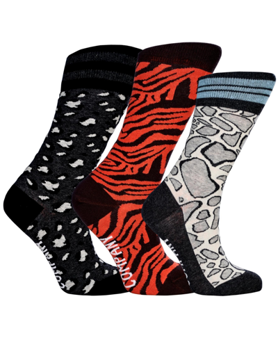 Love Sock Company Women's Wild Cats Bundle Of Cotton, Seamless Toe Premium Colorful Animal Print Patterned Crew Socks, In Multi Color
