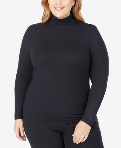 Cuddl Duds Plus Size Softwear With Stretch Turtleneck In Black