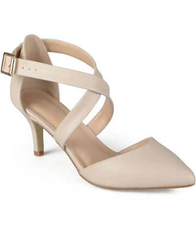 JOURNEE COLLECTION WOMEN'S RIVA CRISSCROSS STRAP POINTED TOE PUMPS