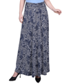 Ny Collection Women's Missy Maxi A-line Skirt With Front Faux Belt With Ring Detail In Navy Mykonosflora