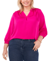 Vince Camuto Geo Print Jacquard Bubble Sleeve Blouse In Wild Petunia