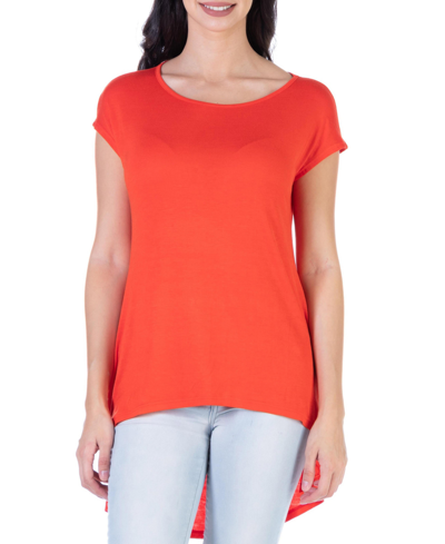 24seven Comfort Apparel Scoop Neck High Low T-shirt In Orange