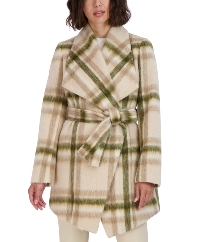 Tahari Women's Olivia Shawl Coat In Beige Combo