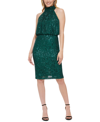 ELIZA J SEQUINNED BLOUSON SHIFT DRESS