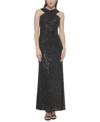 Eliza J Women's Sequined Crossover-neck Gown In Black