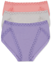 Natori Bliss French Cut Briefs 3 Pack Panty In Peach Pink/linen/violet Tulip