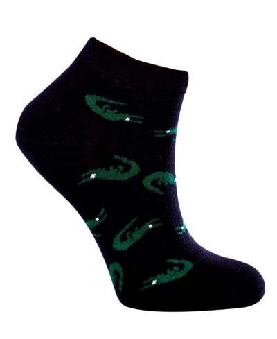 Love Sock Company Women's Alligator W-cotton Novelty No-show Socks With Seamless Toe, Pack Of 1 In Black